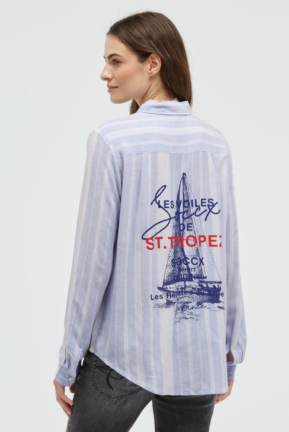 Streifenbluse mit Rücken-Artwork