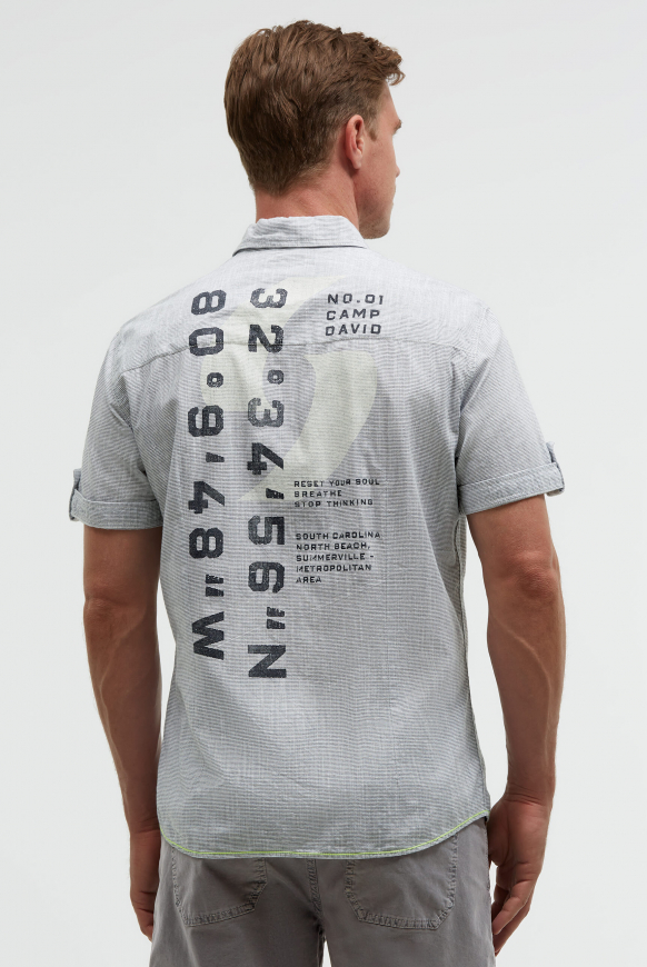 Streifenhemd Kurzarm mit Backprint