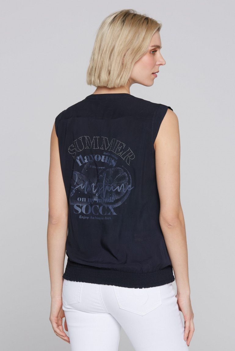 Ärmellose Bluse mit Rücken-Artwork deep sea