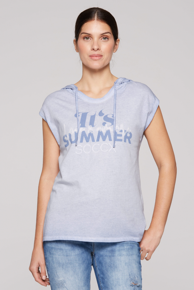 Ärmelloses Kapuzenshirt mit Artwork soft sky