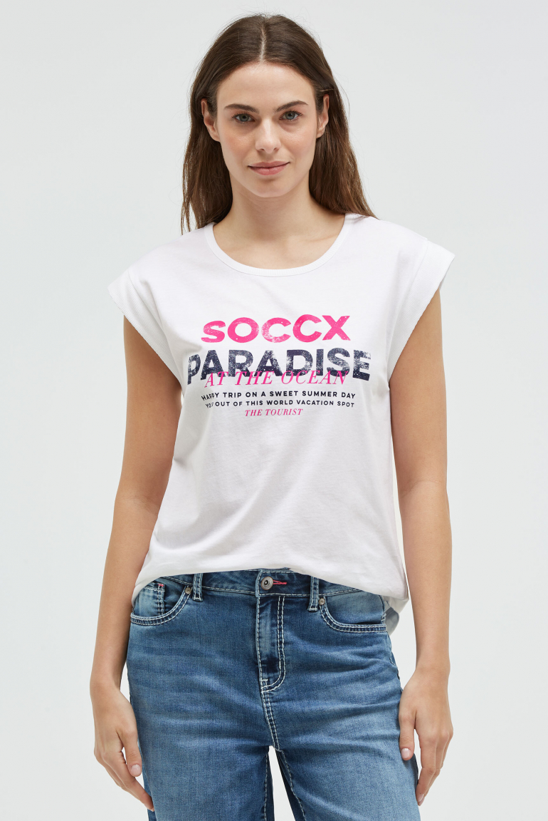 Ärmelloses Shirt mit Logo Prints opticwhite