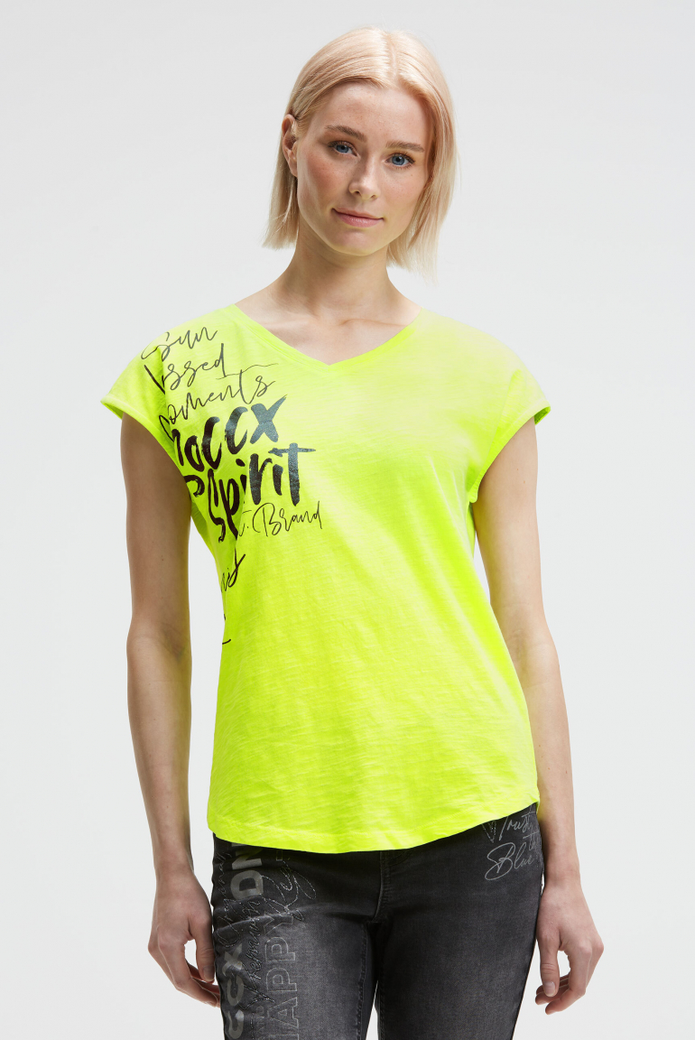 Ärmelloses Shirt mit V-Ausschnitt und Prints electric lemon
