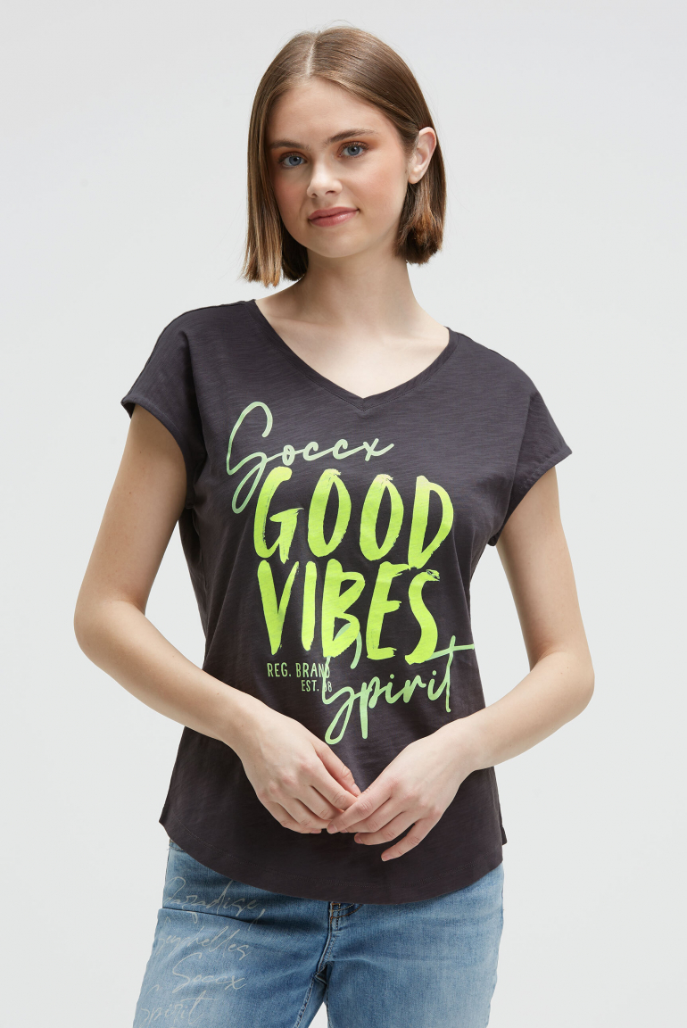 Ärmelloses Shirt mit V-Ausschnitt und Prints charcoal mist