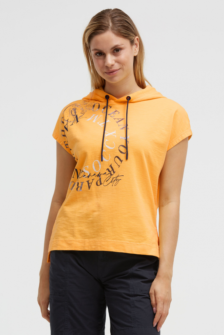 Ärmelloses Sweatshirt mit Kapuze und Artwork fresh mango