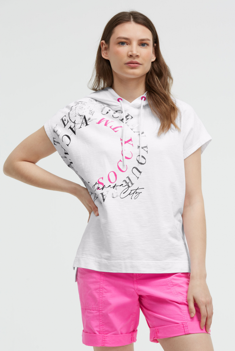 Ärmelloses Sweatshirt mit Kapuze und Artwork opticwhite
