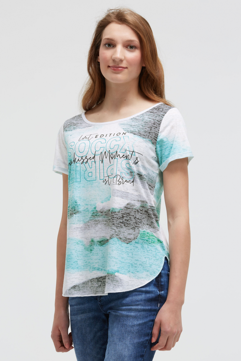 Ausbrenner-T-Shirt mit All Over Print ocean flash