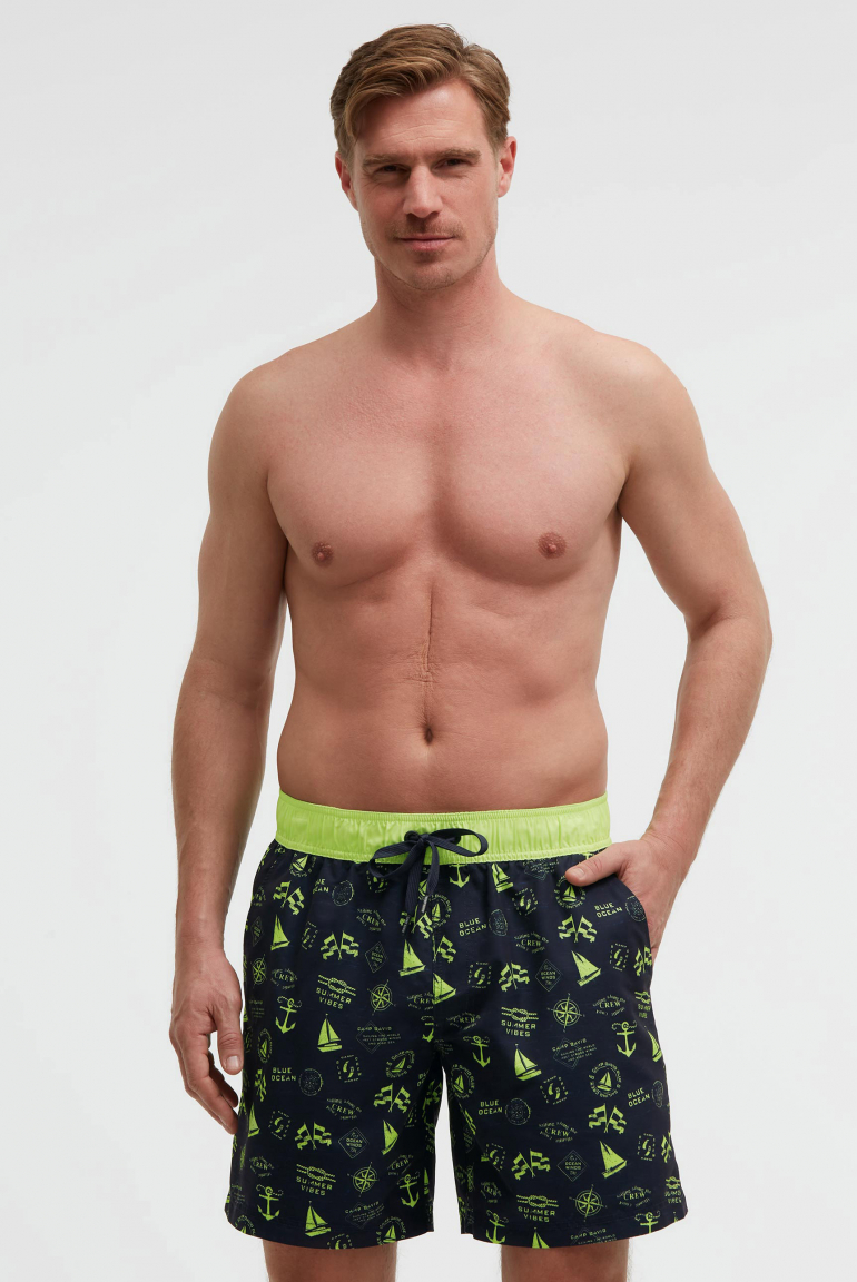Badehose mit All Over Print blue navy
