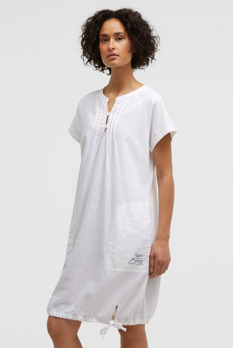 Ballonkleid aus Leinenmix opticwhite