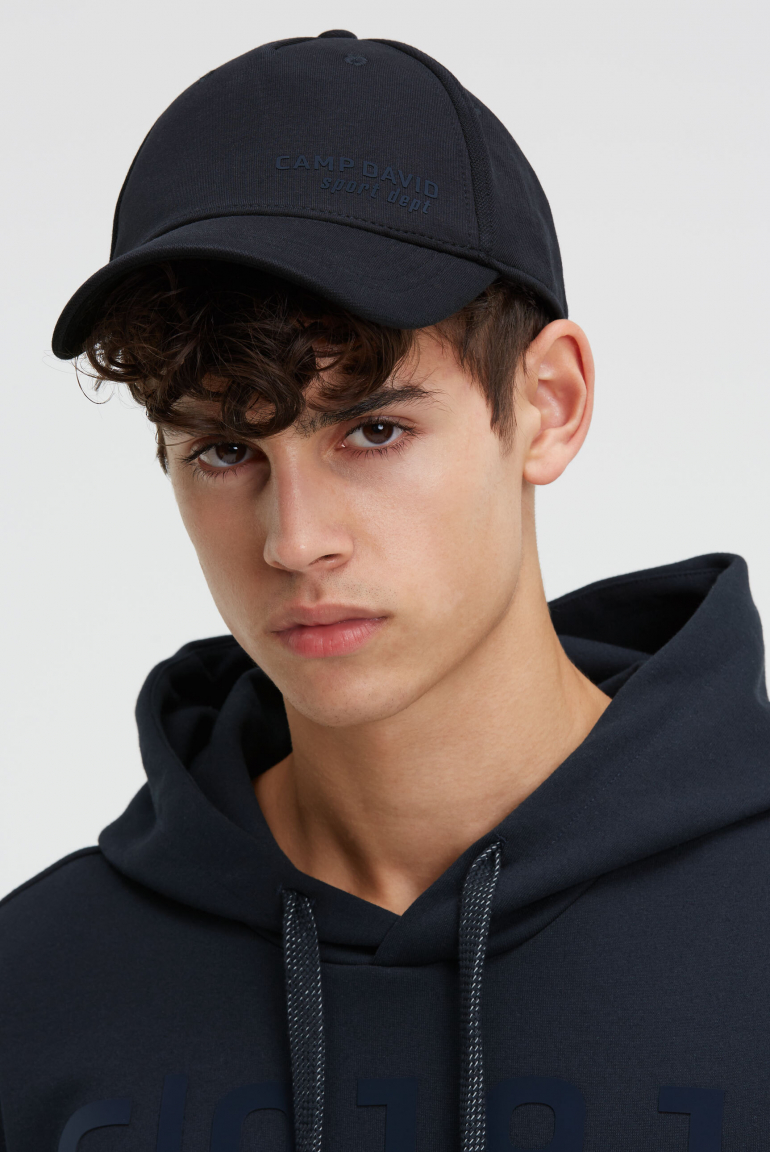 Base Cap aus Interlock-Jersey mit Logo Print blue navy