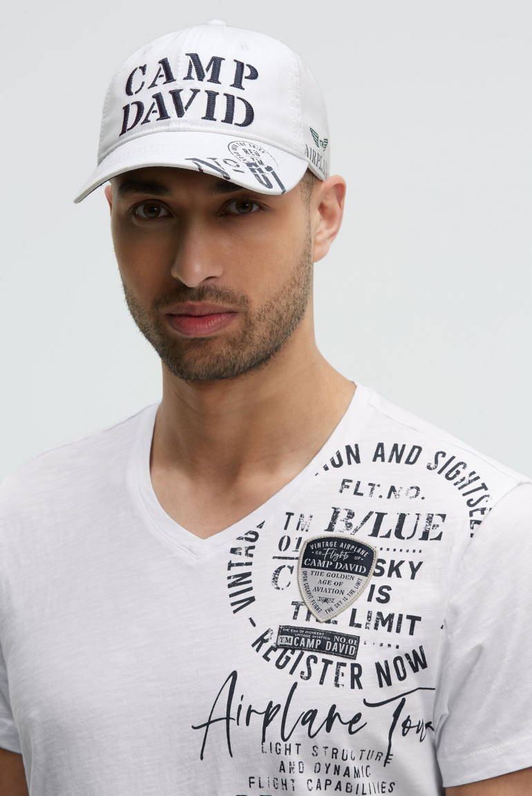 Base Cap Stone Washed mit Logo-Stickerei und Prints opticwhite