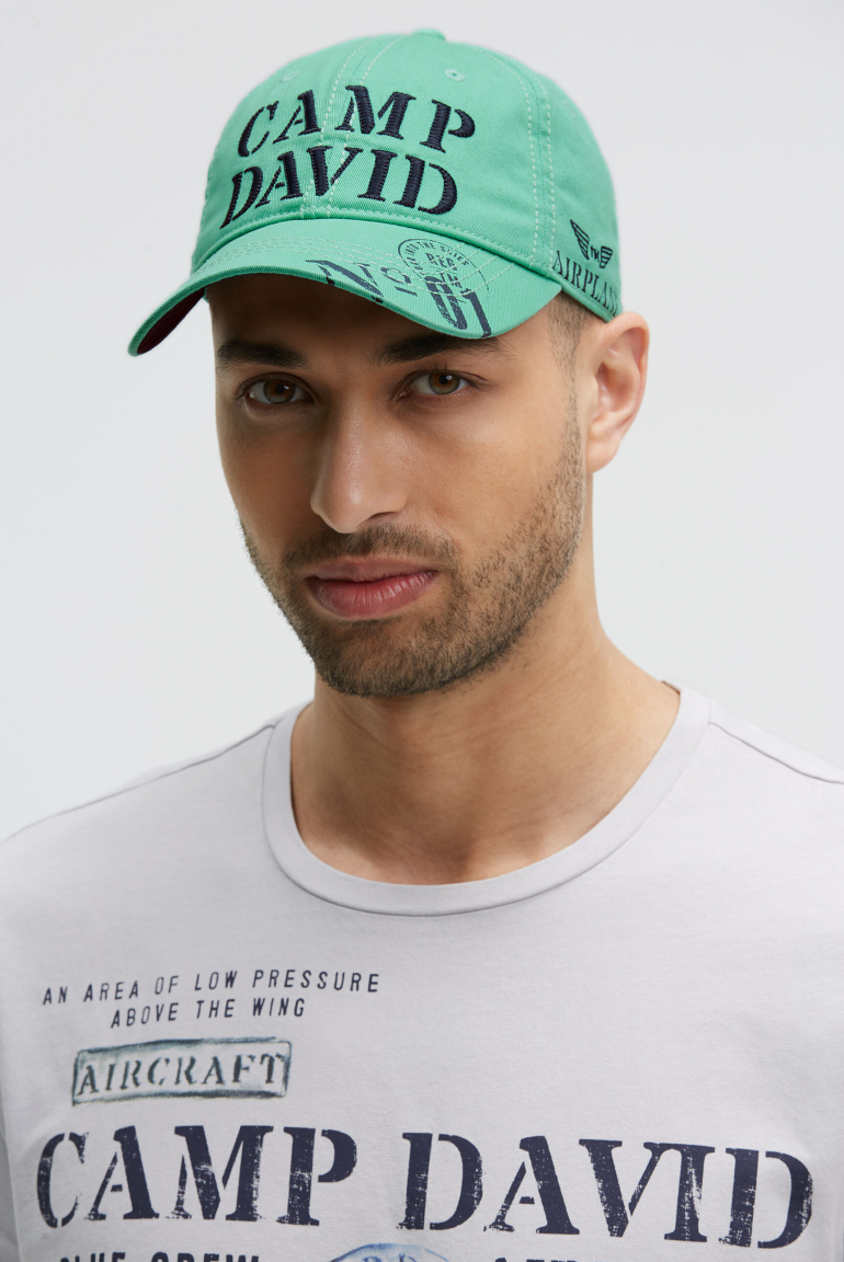 Base Cap Stone Washed mit Logo-Stickerei und Prints flight green