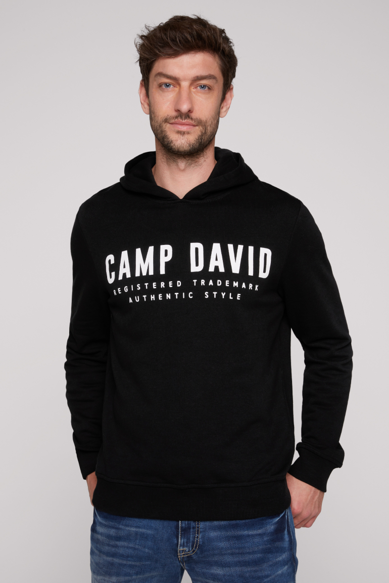 Basic Hoodie mit Logo Print black