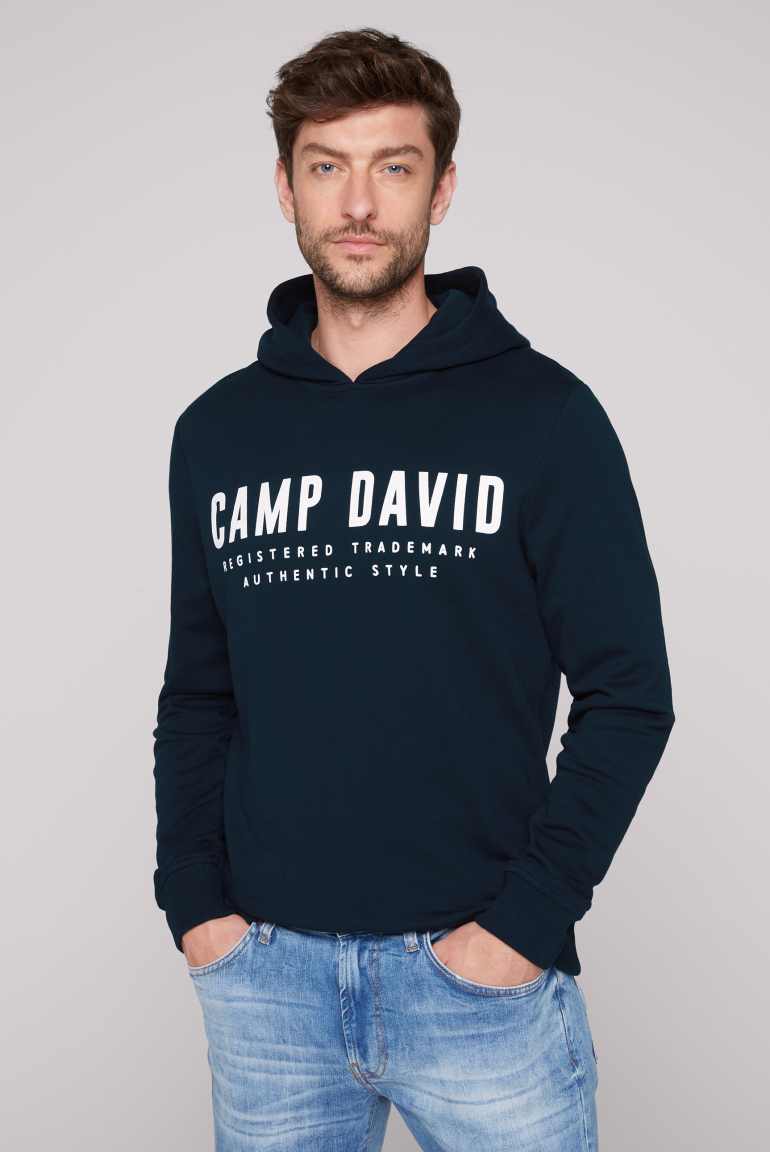 Basic Hoodie mit Logo Print blue navy