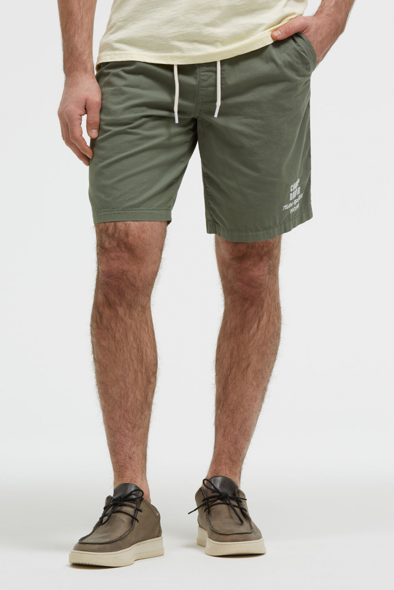 Basic Shorts aus Twill mit Elastikbund green olive
