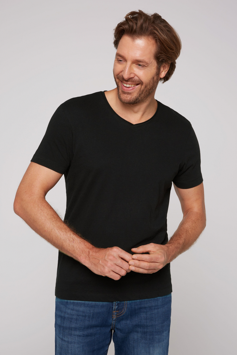 Basic T-Shirt V-Neck 2er-Pack black
