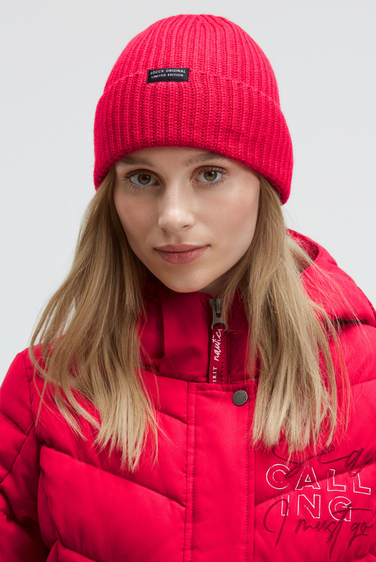 Beanie mit Rippstrickmuster lovely red