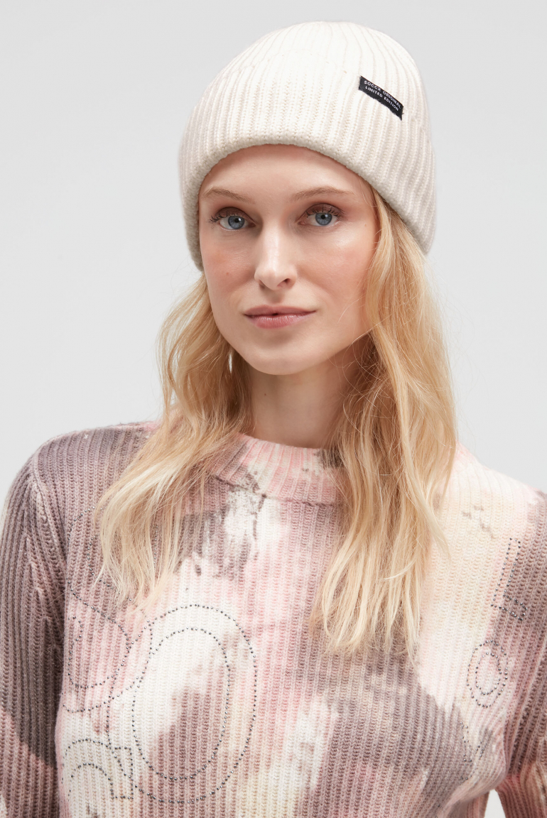 Beanie mit Rippstrickmuster ivory
