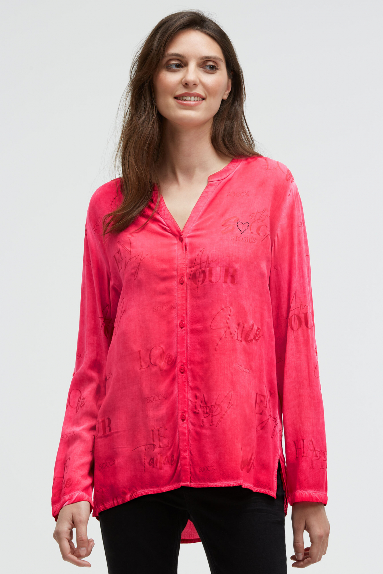 Bluse mit All Over Print lovely red