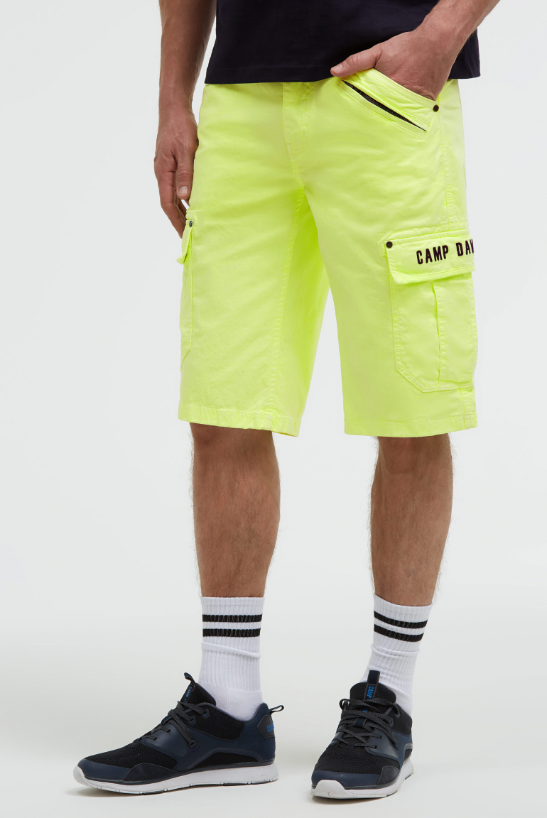 Cargo Shorts mit 3D-Logo-Stickerei neon lime