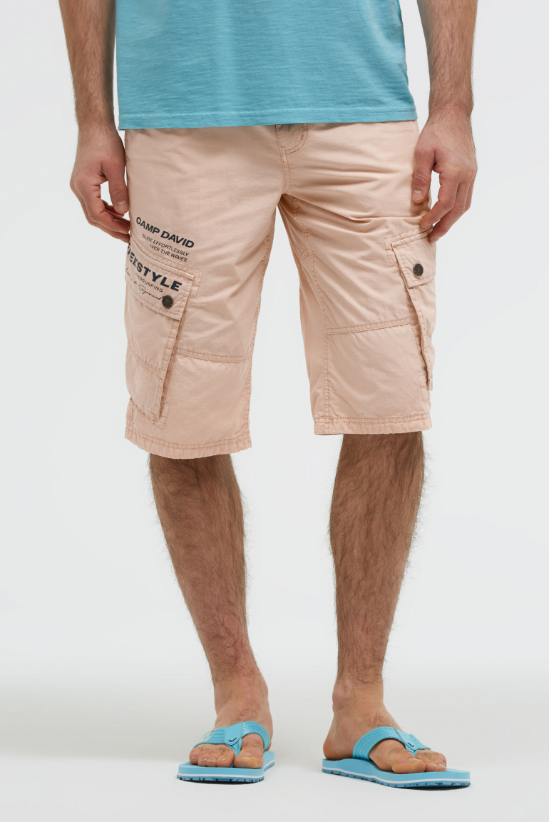 Cargo Shorts mit kleinen Label Prints summer beige