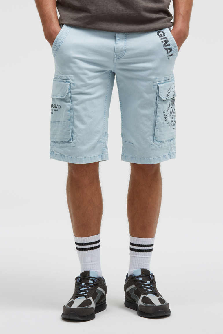 Cargo Shorts mit Prints im Used Look silver blue