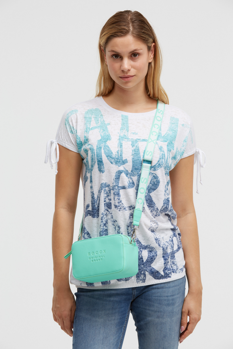 Crossbody Bag mit Logo und Intarsia-Webriemen misty mint