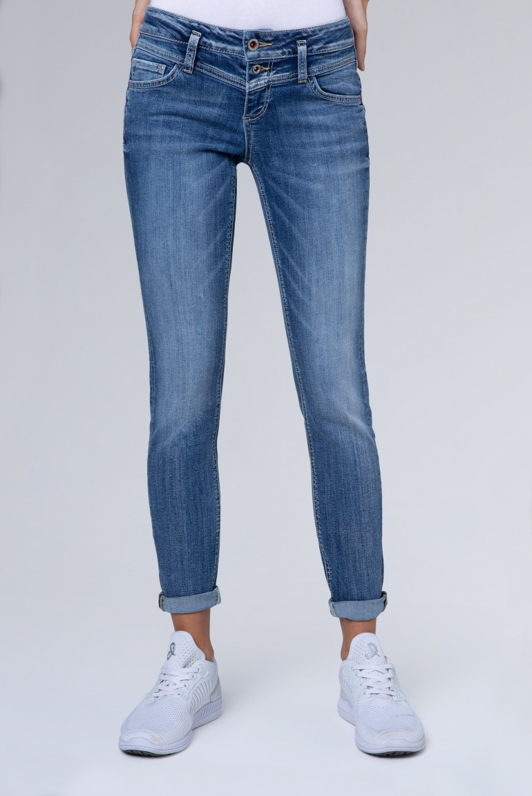 Dark used Jeans KA:RA mit Doppelknopf dark used