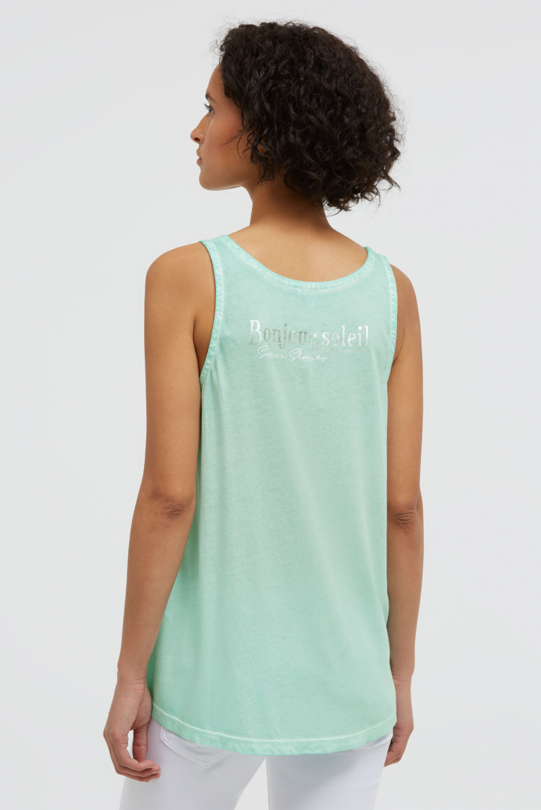 Henley-Top Oil Dyed mit Rückenprint french mint