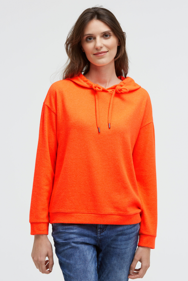 Hoodie aus Flauschstrick neon orange