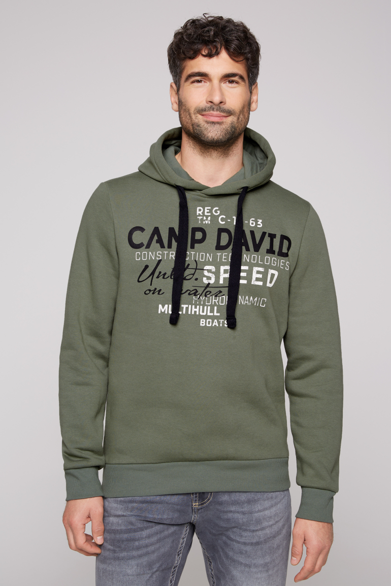 Hoodie mit Label Print olive