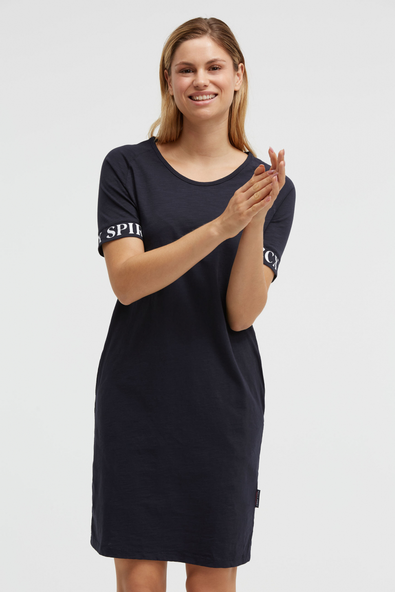 Jersey-Kleid mit Ärmel-Print blue navy