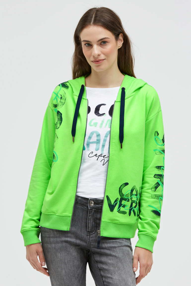 Kapuzensweatjacke mit Print Artworks neon leaf