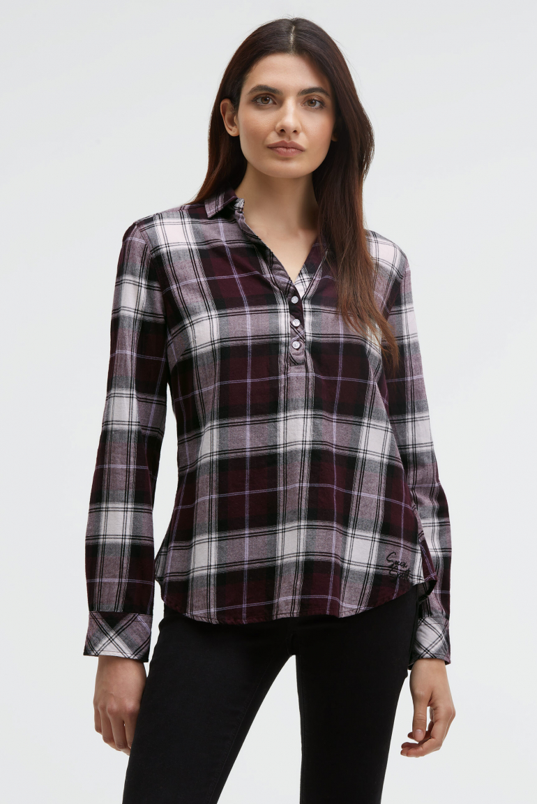 Karobluse mit kurzer Knopfleiste night plum