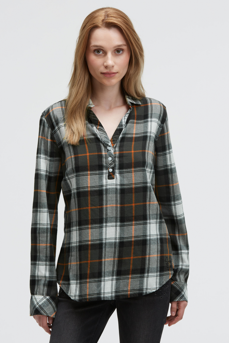 Karobluse mit kurzer Knopfleiste true khaki