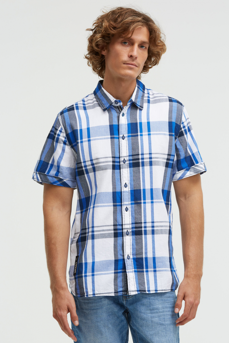 Karohemd Kurzarm mit Dobby-Struktur opticwhite