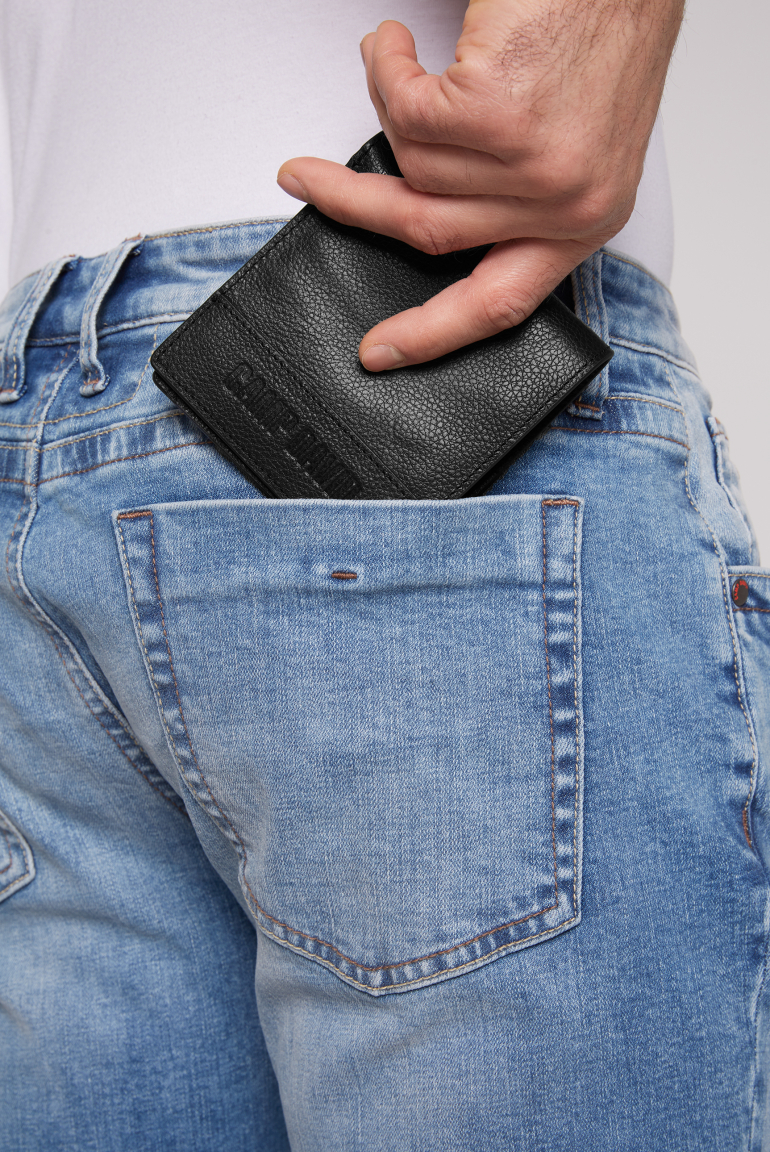 Klapp-Geldbörse mit Logo-Prägung black