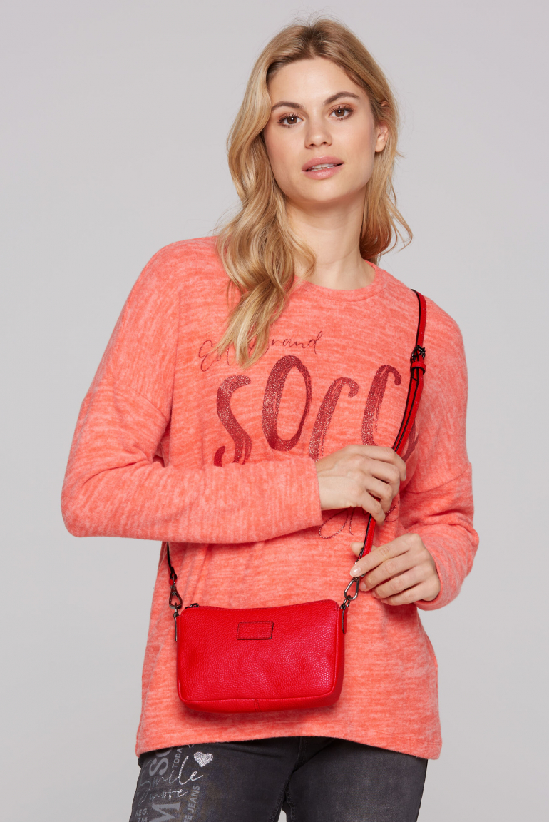 Kleine Crossbody Bag mit Label Badge clear red