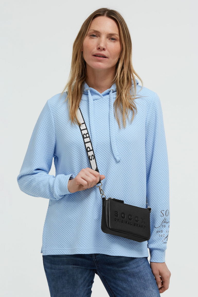 Kleine Umhängetasche mit Logo und Intarsia-Webriemen black