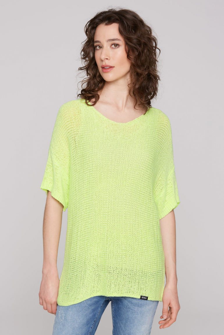 Kurzarm-Pullover aus Effektgarn summer lime