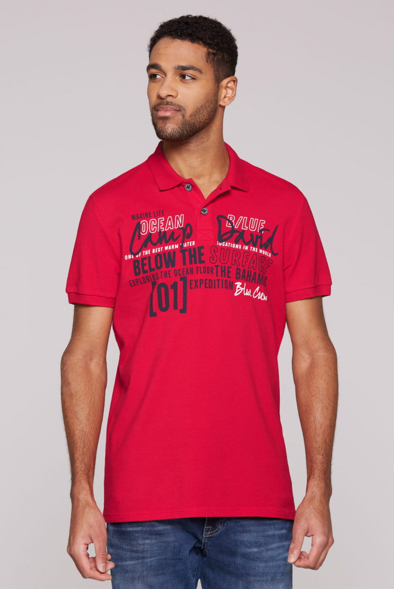 Kurzarmpolo aus Pikee mit Logo Artwork speed red