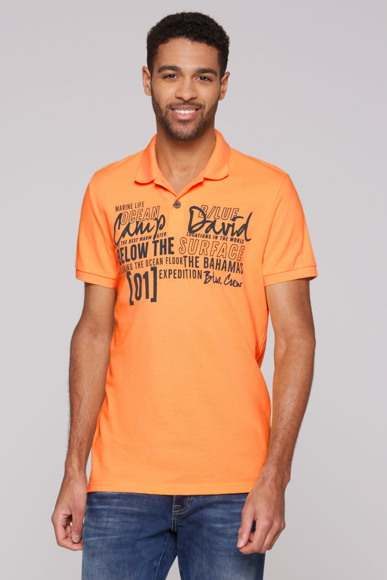 Kurzarmpolo aus Pikee mit Logo Artwork sunrise neon