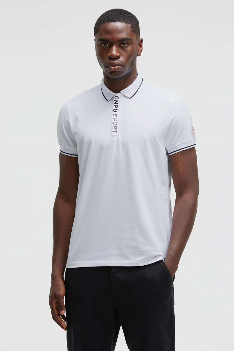 Kurzarmpolo mit Rücken-Artwork opticwhite