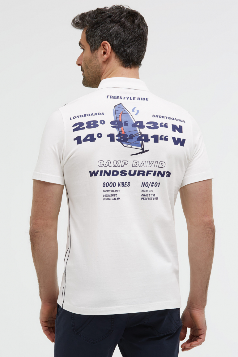 Kurzarmpolo mit Rücken-Print ivory