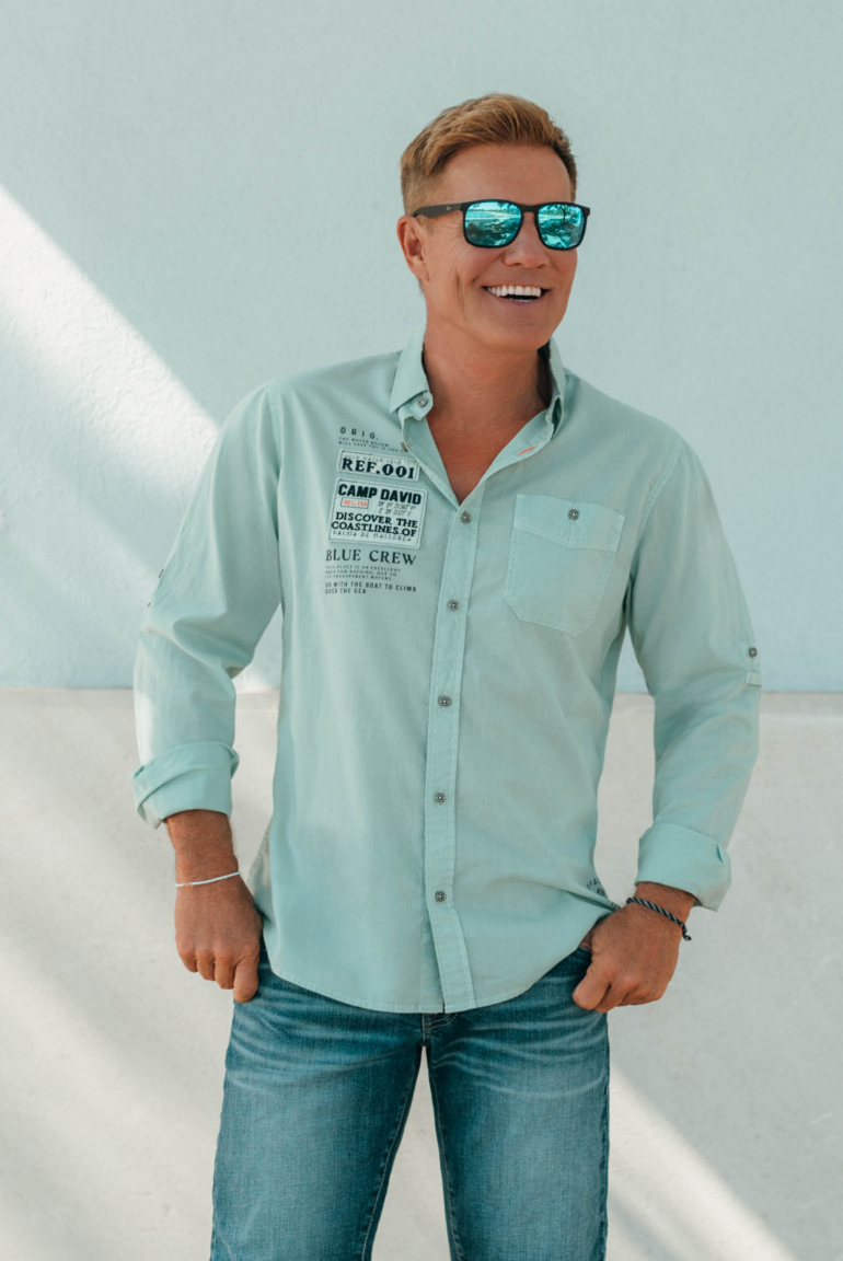 Langarmhemd mit Webstruktur sea mint