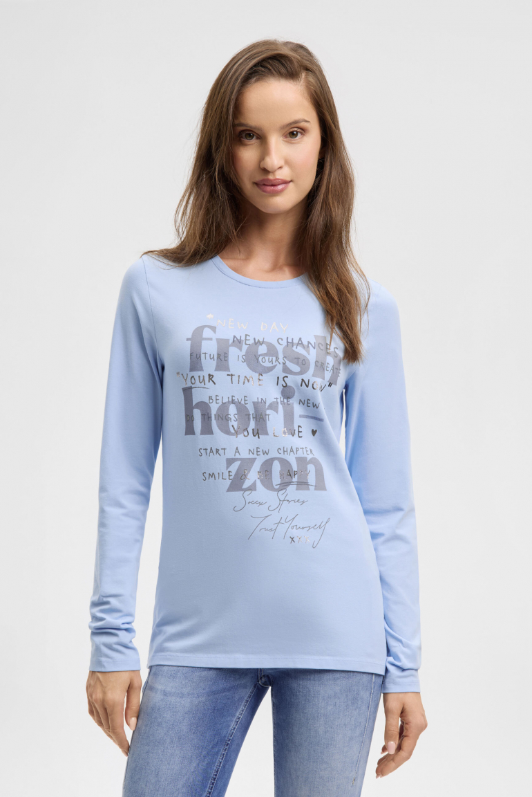 Langarmshirt Rundhals mit Wording Print blue heaven