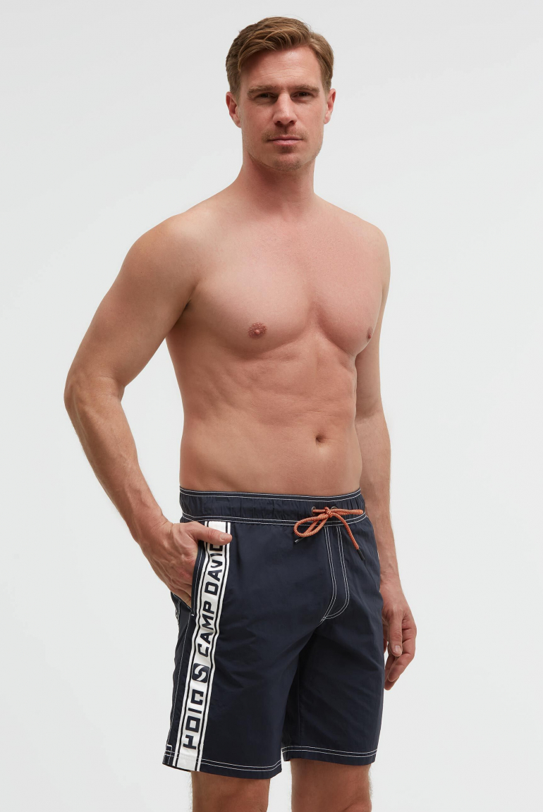 Lange Badeshorts mit Logo-Tapes blue navy