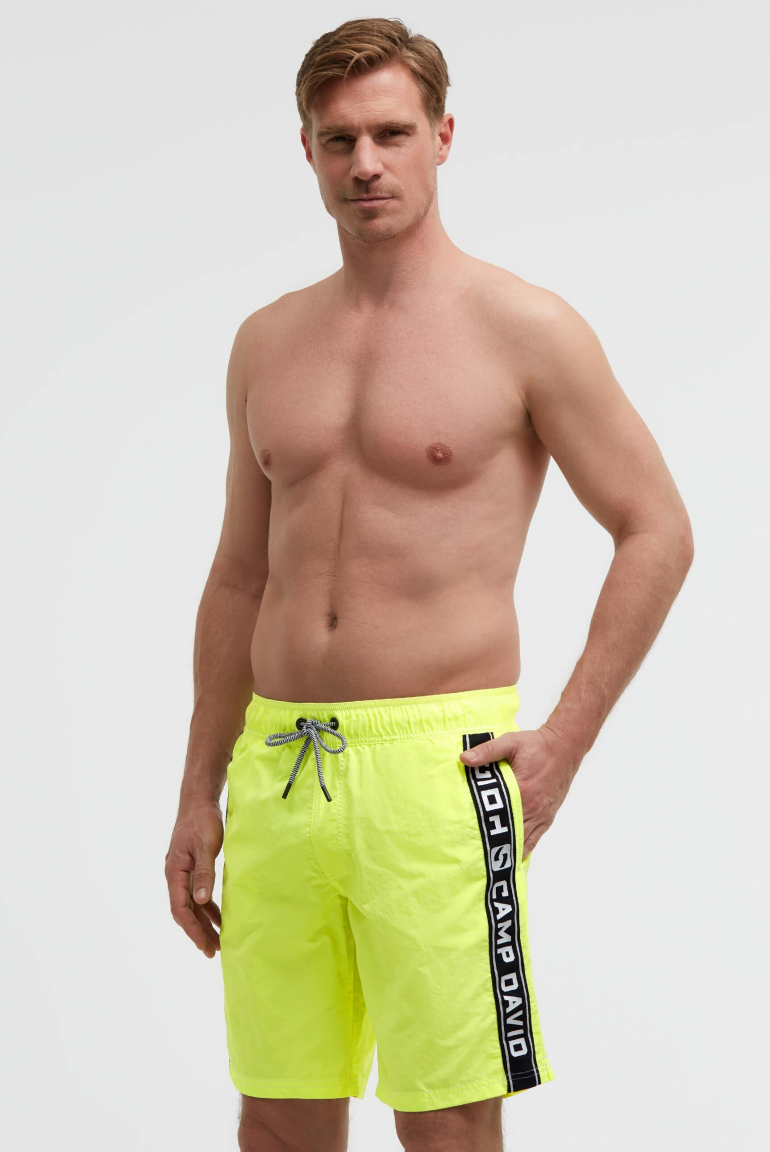 Lange Badeshorts mit Logo-Tapes neon lime