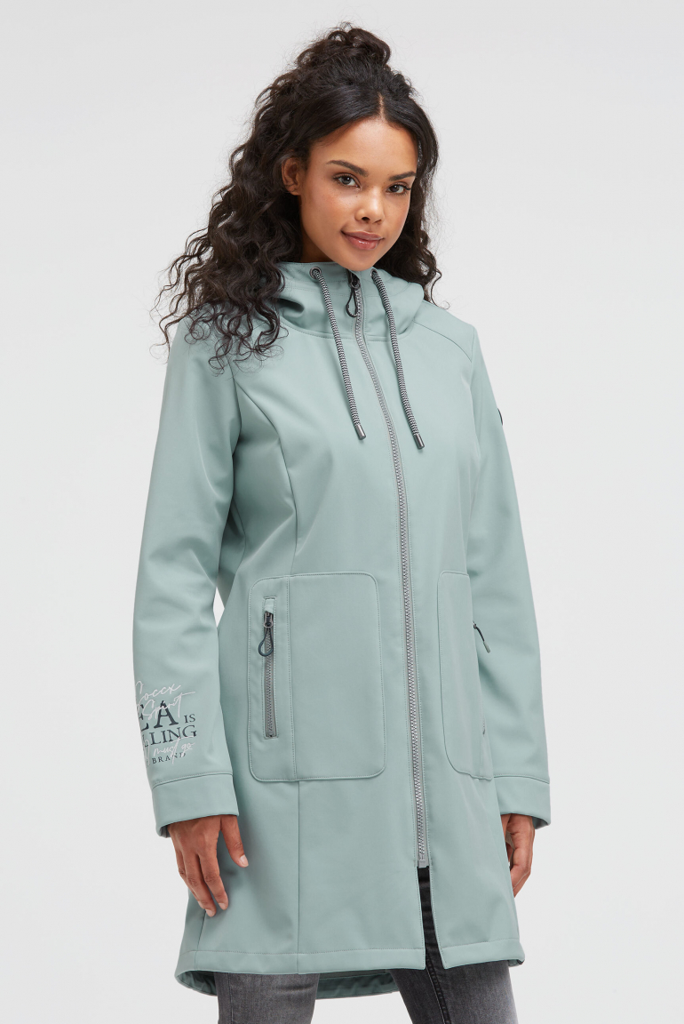 Lange Softshelljacke mit Kapuze und Logo Artworks frosted lake