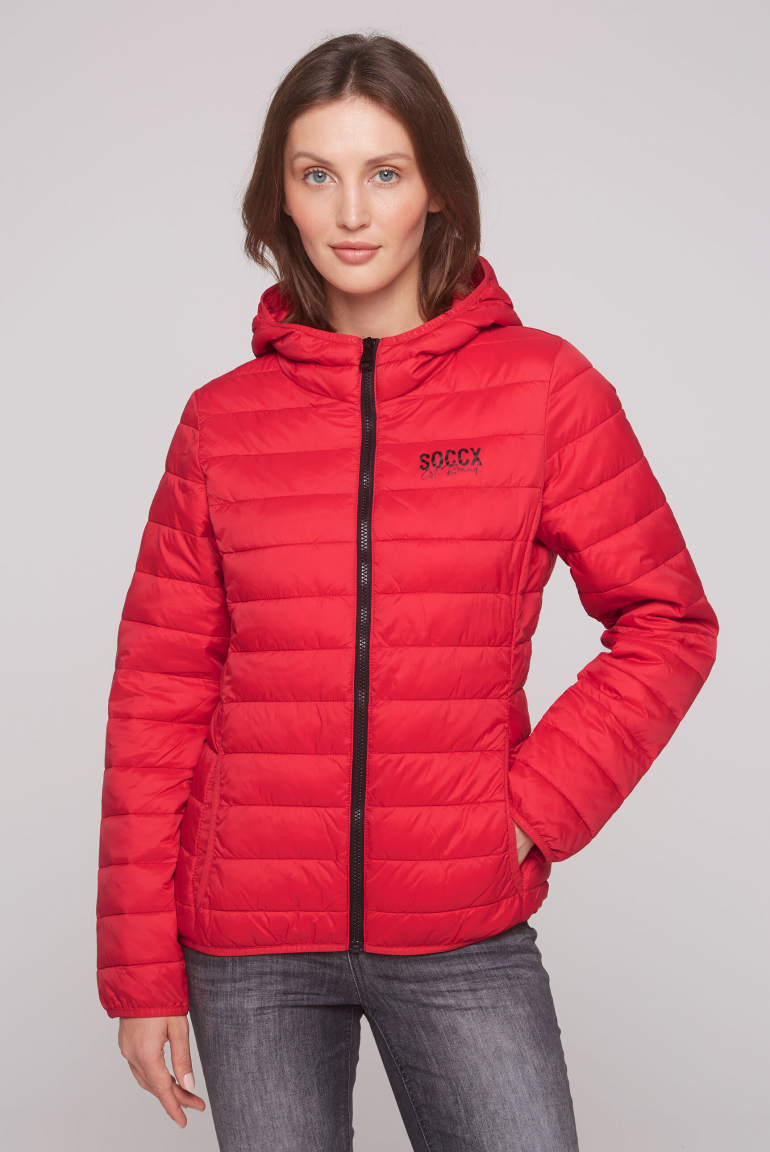 Leichte Steppjacke mit Kapuze royal red