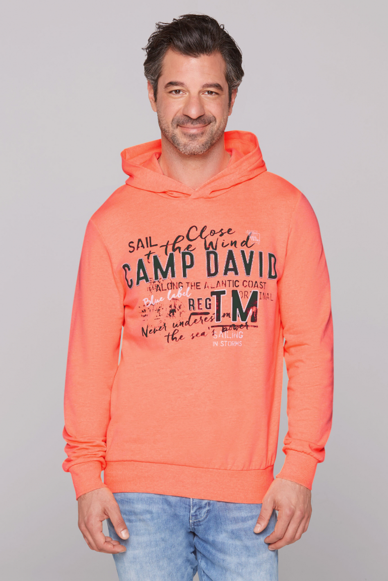 Leichter Hoodie mit Label Print neon orange